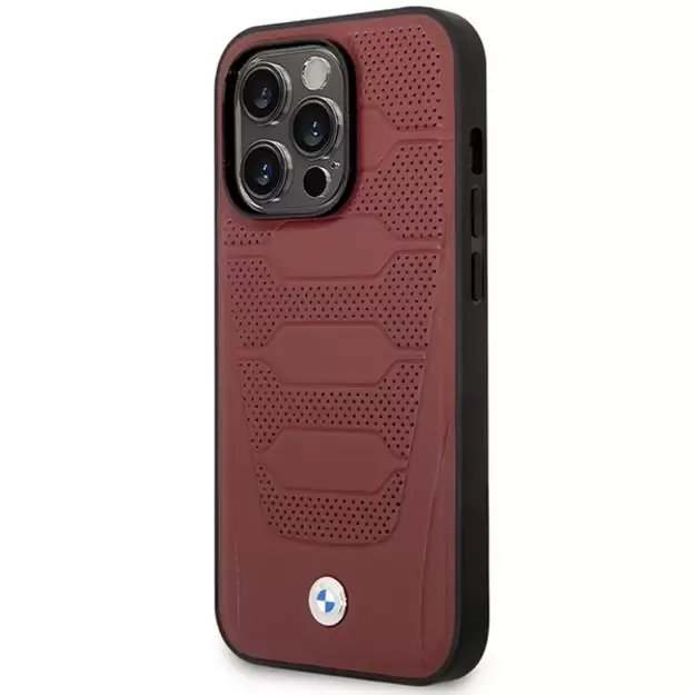 Case BMW BMHMP14X22RPSR iPhone 14 Pro Max 6.7&quot  Burgundy/burgundy Leather Seats Pattern MagSafe 1