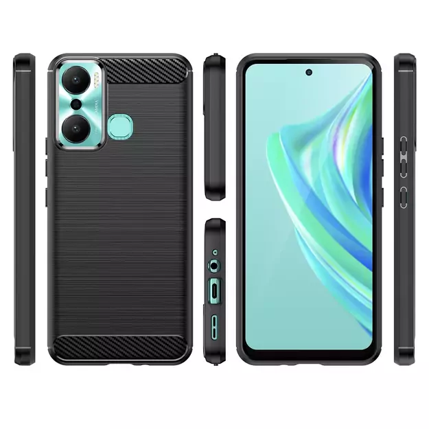 Carbon Case case for Infinix Hot 20 Play flexible silicone carbon cover black 1