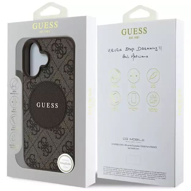 Guess 4G Circle Classic Logo MagSafe case for iPhone 16 - brown 14