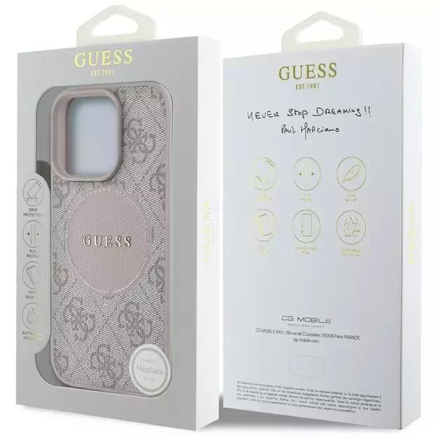 Guess 4G Circle Classic Logo MagSafe iPhone 16 Pro Case - Pink 7