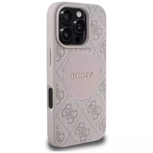 Guess 4G Circle Classic Logo MagSafe iPhone 16 Pro Case - Pink 3