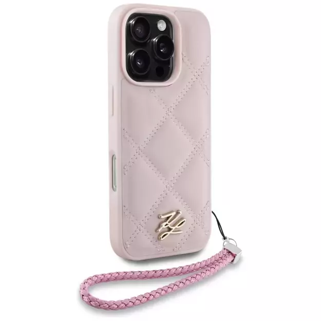 Karl Lagerfeld Quilted Initial Logo &amp  Chain Strap iPhone 16 Pro Max Case - Pink 2