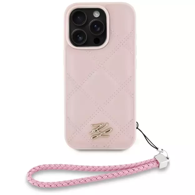 Karl Lagerfeld Quilted Initial Logo &amp  Chain Strap iPhone 16 Pro Max Case - Pink 1