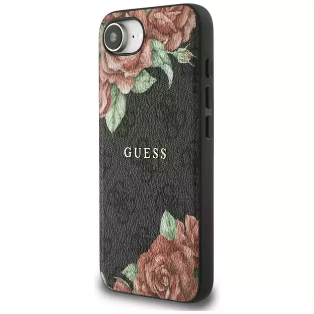 Guess 4G Flowers Print MagSafe case for iPhone 16e - black 1