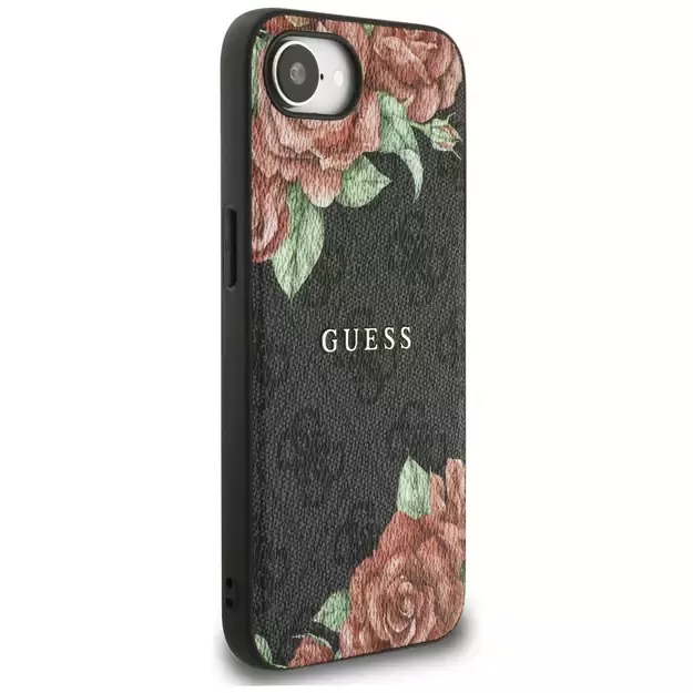 Guess 4G Flowers Print MagSafe case for iPhone 16e - black 3