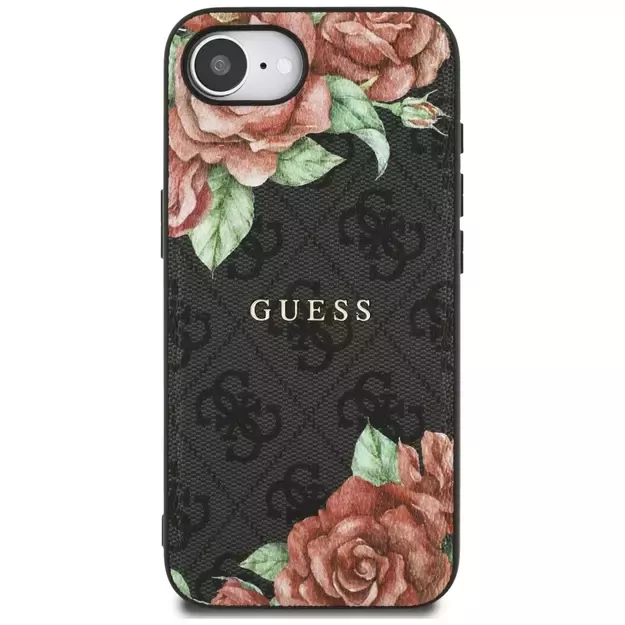 Guess 4G Flowers Print MagSafe case for iPhone 16e - black 2
