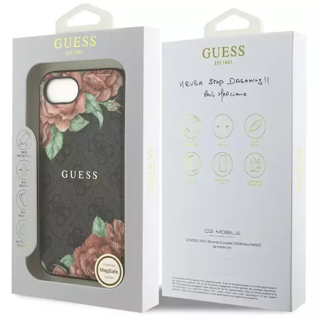 Guess 4G Flowers Print MagSafe case for iPhone 16e - black 7