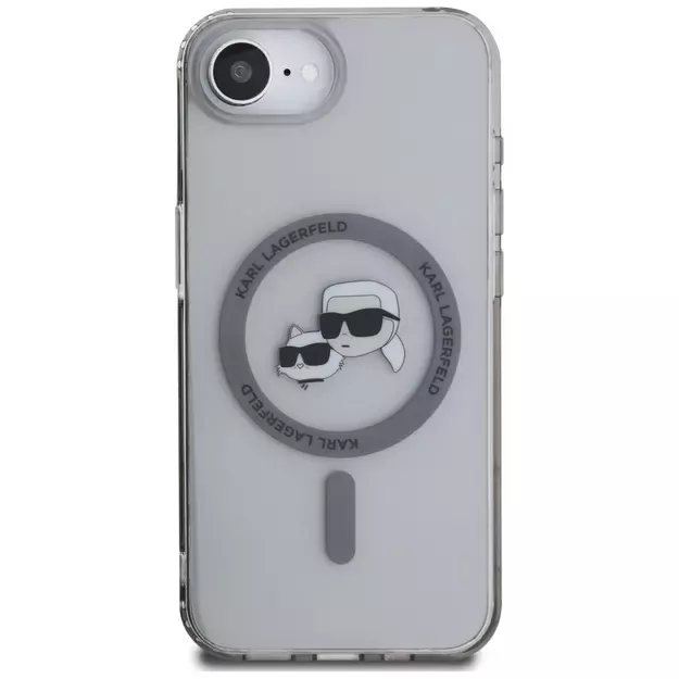 Karl Lagerfeld IML Metal Karl &amp  Choupette Heads MagSafe iPhone 16e Case - Black 2