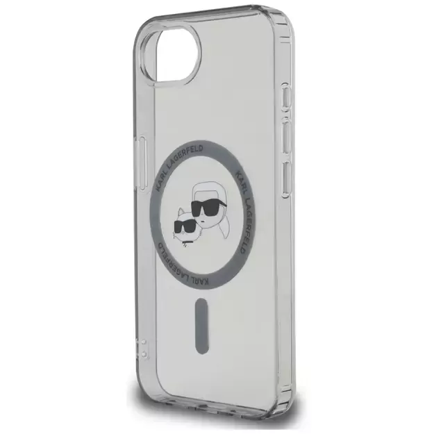 Karl Lagerfeld IML Metal Karl &amp  Choupette Heads MagSafe iPhone 16e Case - Black 5
