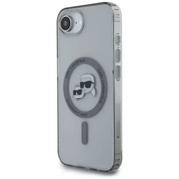 Karl Lagerfeld IML Metal Karl &amp  Choupette Heads MagSafe iPhone 16e Case - Black 1