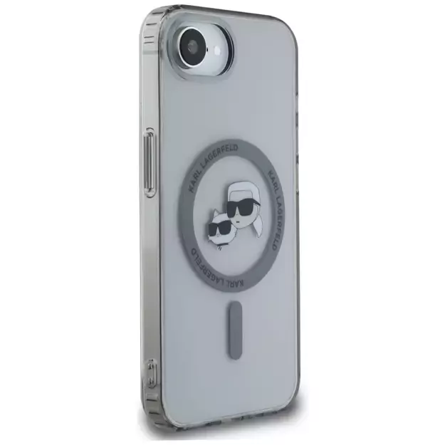 Karl Lagerfeld IML Metal Karl &amp  Choupette Heads MagSafe iPhone 16e Case - Black 3