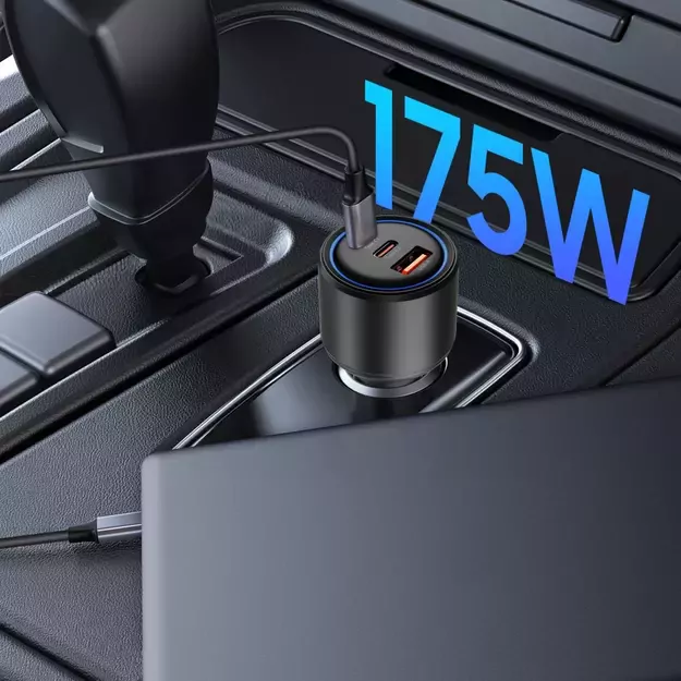 CC04 3-port PD175W car charger - black 4