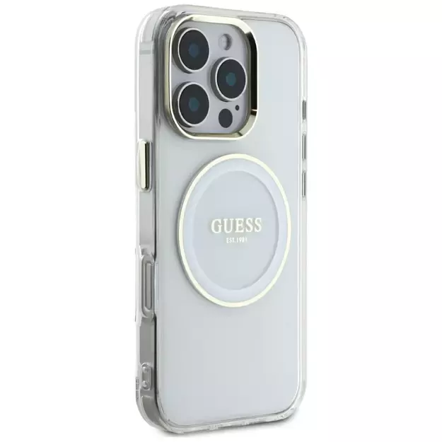 Guess IML Metal Colored Circle Classic Logo MagSafe case for iPhone 16 Pro Max - white 3