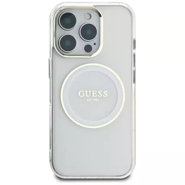 Guess IML Metal Colored Circle Classic Logo MagSafe case for iPhone 16 Pro Max - white 2