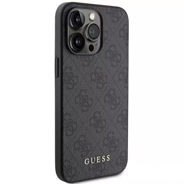 Guess 4G Metal Gold Logo iPhone 15 Pro Case - Gray 10