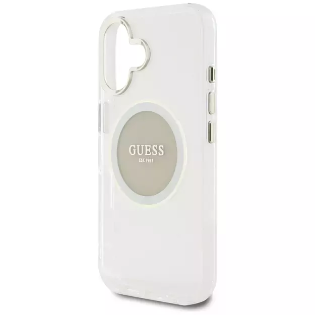 Guess IML Metal Colored Circle Classic Logo MagSafe case for iPhone 16 - gray 5