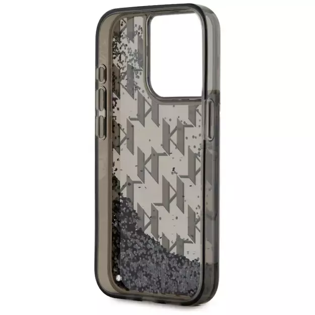 Karl Lagerfeld Liquide Glitter Monogram Gradient iPhone 15 Pro Case - Black 6
