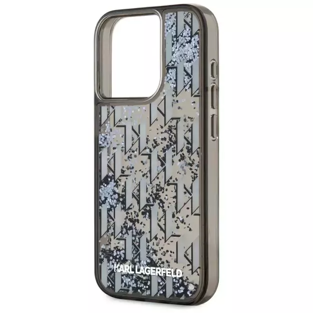 Karl Lagerfeld Liquide Glitter Monogram Gradient iPhone 15 Pro Case - Black 5