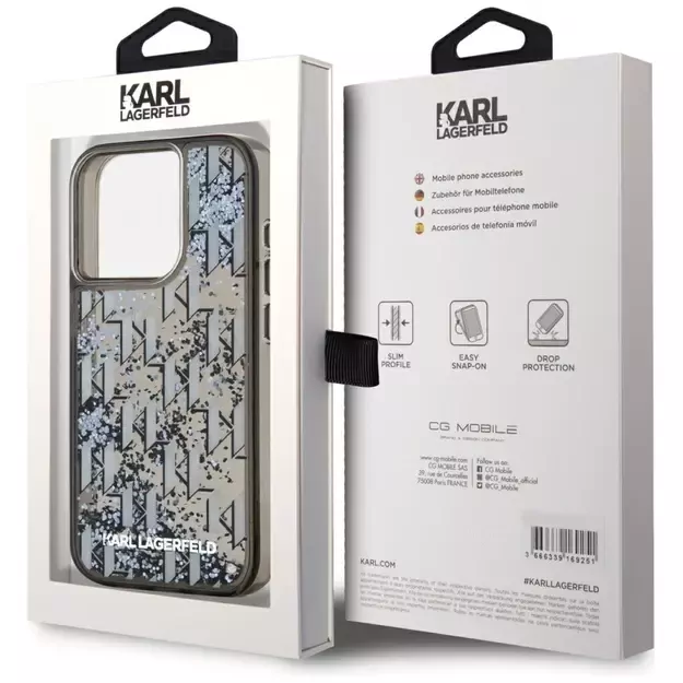 Karl Lagerfeld Liquide Glitter Monogram Gradient iPhone 15 Pro Case - Black 7