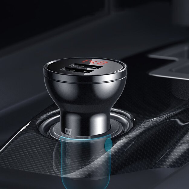 Baseus car charger 2x USB 4.8A 24W with LCD gray (CCBX-0G) 12