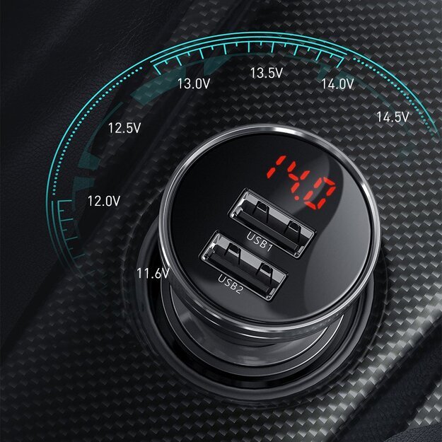 Baseus car charger 2x USB 4.8A 24W with LCD gray (CCBX-0G) 8