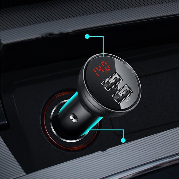 Baseus car charger 2x USB 4.8A 24W with LCD gray (CCBX-0G) 9