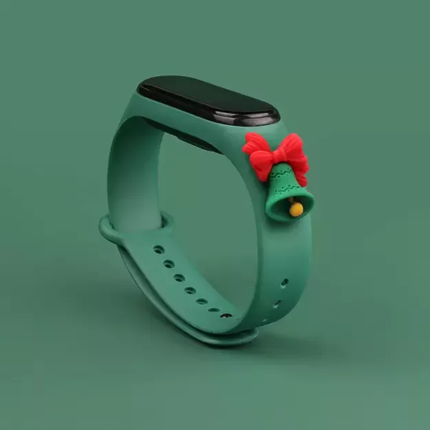 Strap Xmas wristband for Xiaomi Mi Band 5 / 6 Christmas silicone strap bracelet dark green (bell) 1