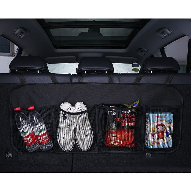 Car organizer for the rear seat backrest for the trunk black 2