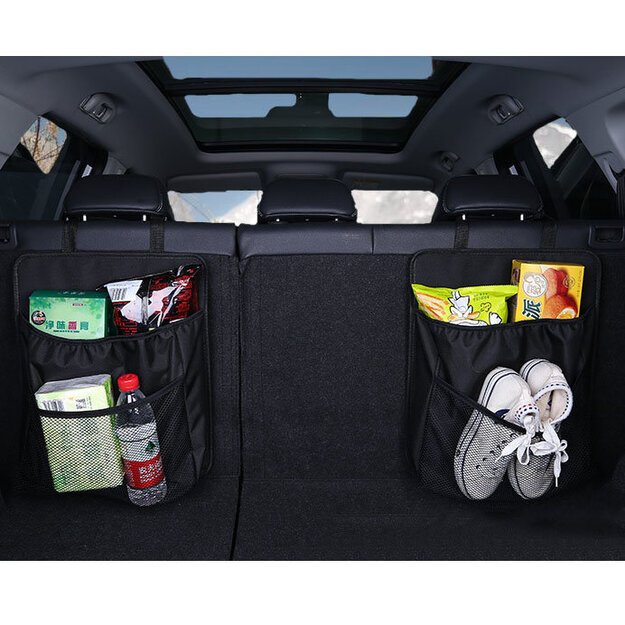 Car organizer for the rear seat backrest for the trunk black 3