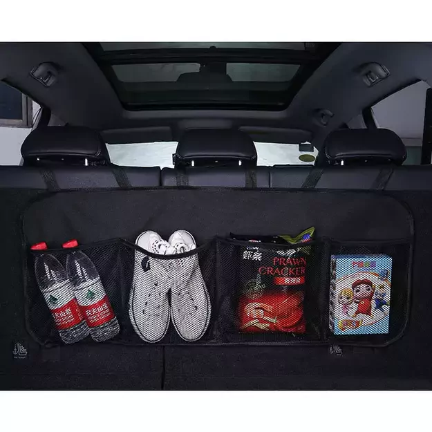 Car organizer for the rear seat backrest for the trunk black 7