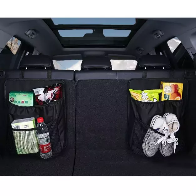 Car organizer for the rear seat backrest for the trunk black 8