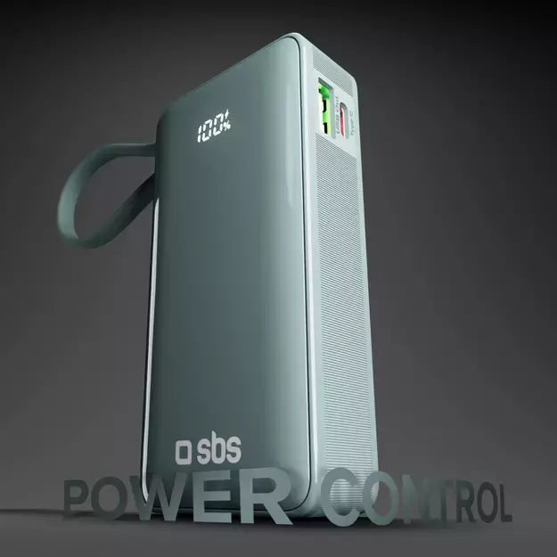 Powerbank SBS 10000 mAh 20W with built-in USB-C cable and digital display - gray 4
