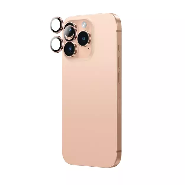 AmazingThing AR Aluminum 3 Lens Glass with Camera Lens Frame for iPhone 16 Pro / 16 Pro Max - Rose Gold 2