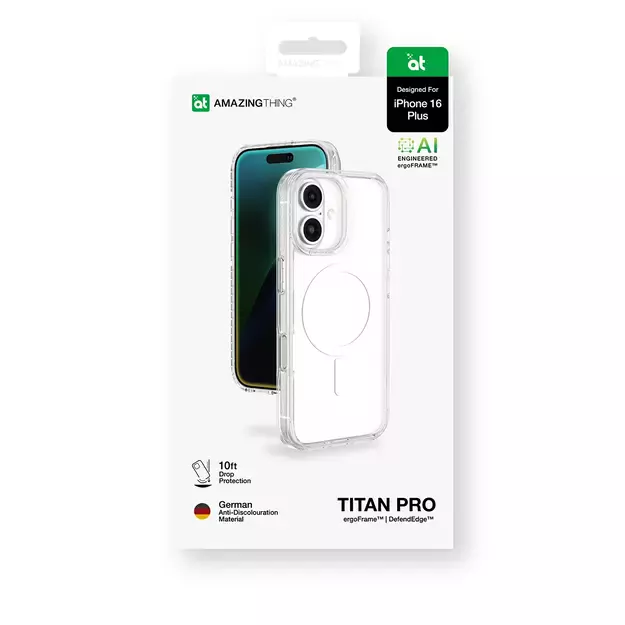 AmazingThing Titan Pro Mag Case with Magnetic Ring for iPhone 16 Plus - Transparent 14