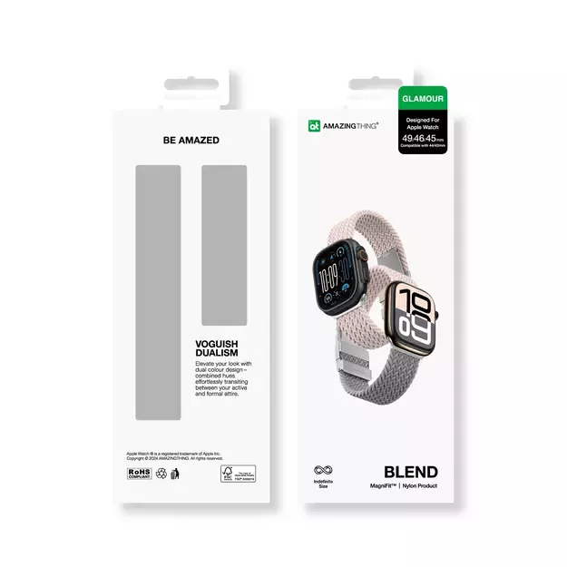 Set of 2 AmazingThing Blend Band for Apple Watch 45/46/49mm - Pink-Gray/Pink 18