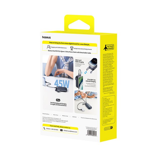 Baseus EnerFill FC21 Qpow 3 Ultra 20000mAh 45W Power Bank with Digital Display and Included Cable - Black 4
