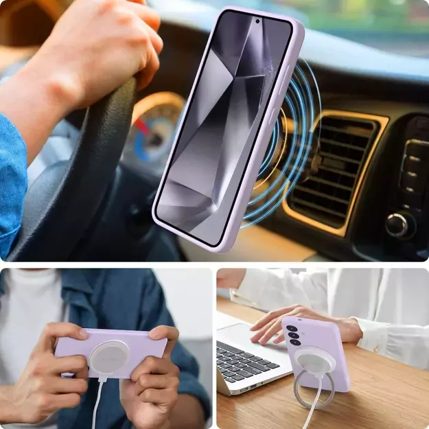 Tech-Protect Liquid Silicone MagSafe Case for Samsung Galaxy S25 Edge - Purple 2