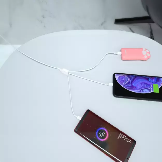 USB cable - USB C / micro USB / Lightning 480Mb/s 6A 1.2m - white 7