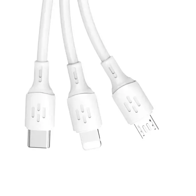 USB cable - USB C / micro USB / Lightning 480Mb/s 6A 1.2m - white 5