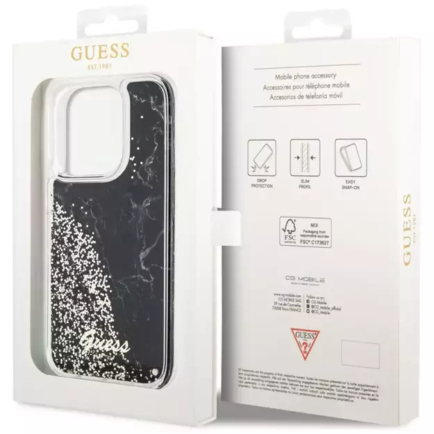 Guess GUHCP14LLCSGSGK iPhone 14 Pro 6.1  black/black hardcase Liquid Glitter Marble 7