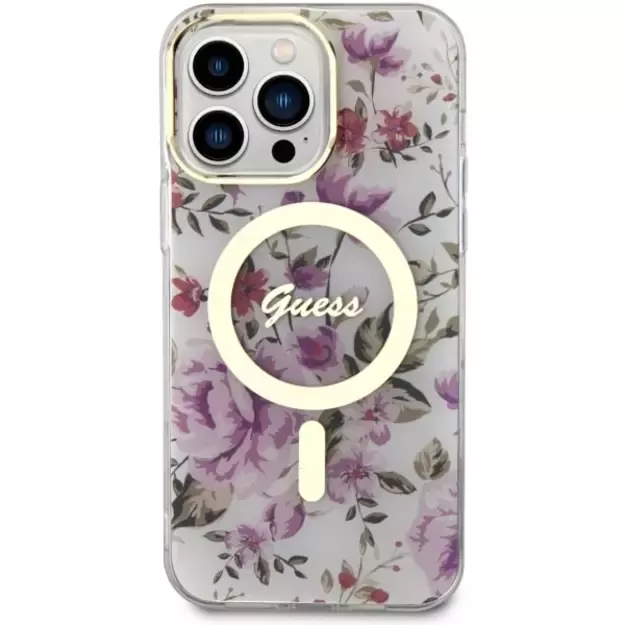 Guess GUHMP14LHCFWST iPhone 14 Pro 6.1  transparent hardcase Flower MagSafe 2