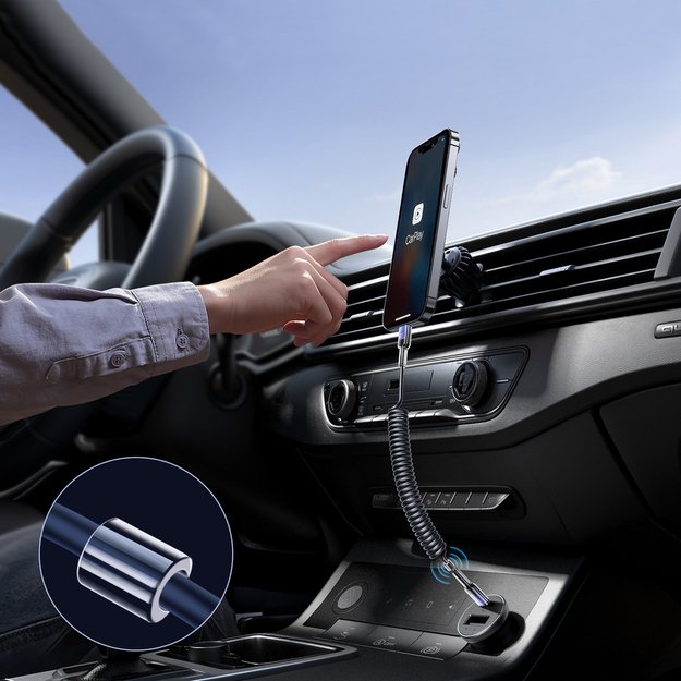 Joyroom S-A43 Crystal-Clear Series 60W USB-C - USB-C spiral cable 1.5m - black 5