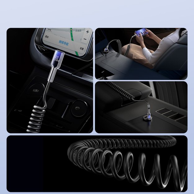 Joyroom S-A43 Crystal-Clear Series 60W USB-C - USB-C spiral cable 1.5m - black 6