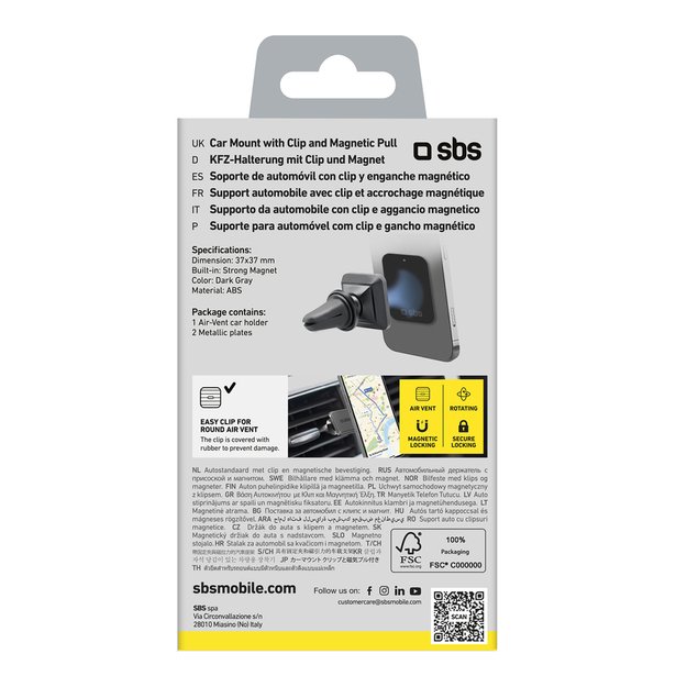 Magnetic smartphone holder SBS TESUPMAGLCLIP - black 5