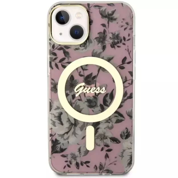 Guess Flower MagSafe case for iPhone 14 - pink 2
