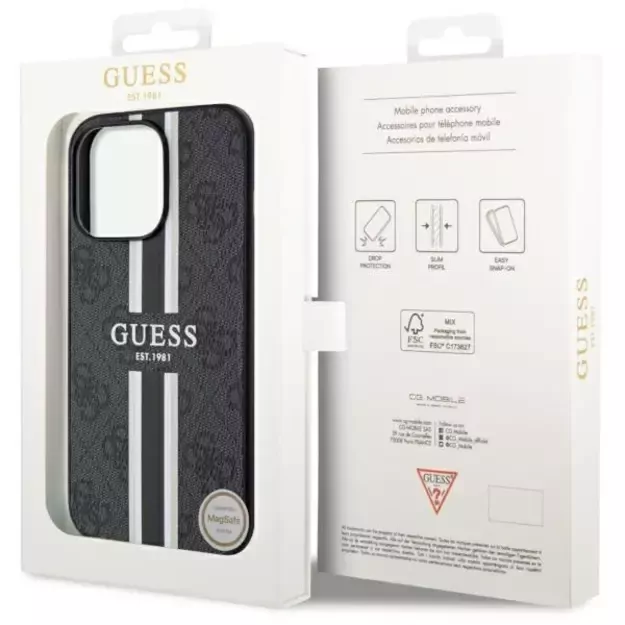 Guess GUHMP13XP4RPSK iPhone 13 Pro Max 6.7&quot  black/black hardcase 4G Printed Stripes MagSafe 14