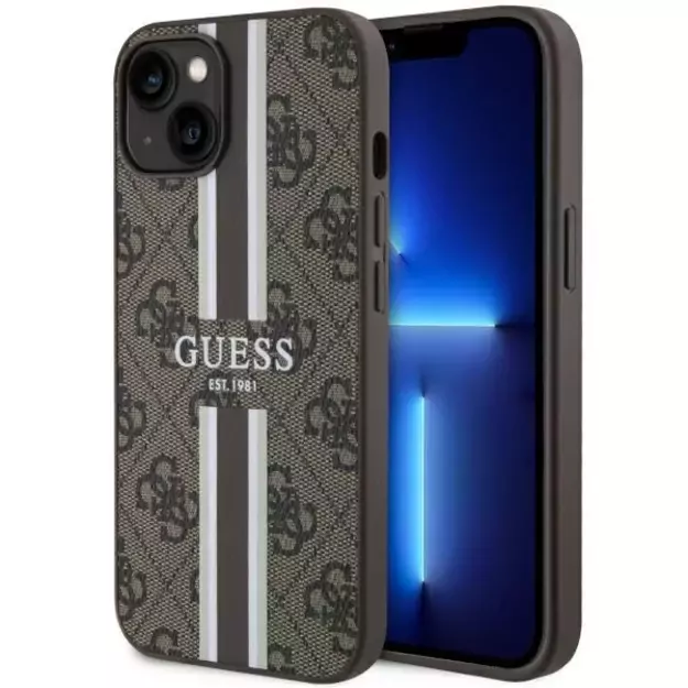 Guess GUHMP14MP4RPSW iPhone 14 Plus 6.7&quot  brown/brown hardcase 4G Printed Stripes MagSafe