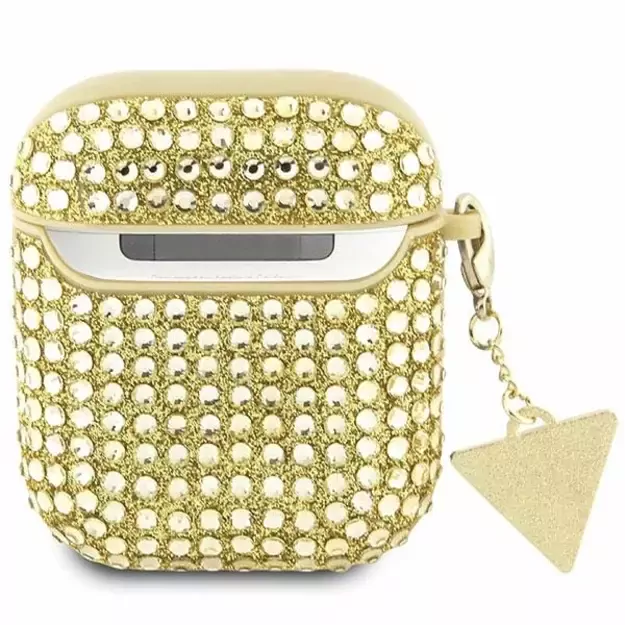 Guess GUA2HDGTPD AirPods 1/2 cover gold/gold Rhinestone Triangle Charm 1