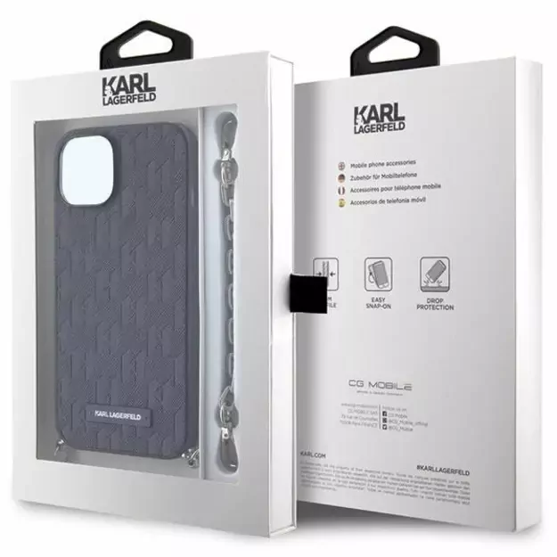 Karl Lagerfeld KLHCP14SSACKLHPK iPhone 14 6.1  black/black hardcase Saffiano Monogram Chain 6
