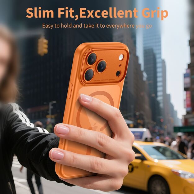 Tech-Protect Magpeak Magsafe CC Case for iPhone 17 Pro Max - Transparent Orange 4